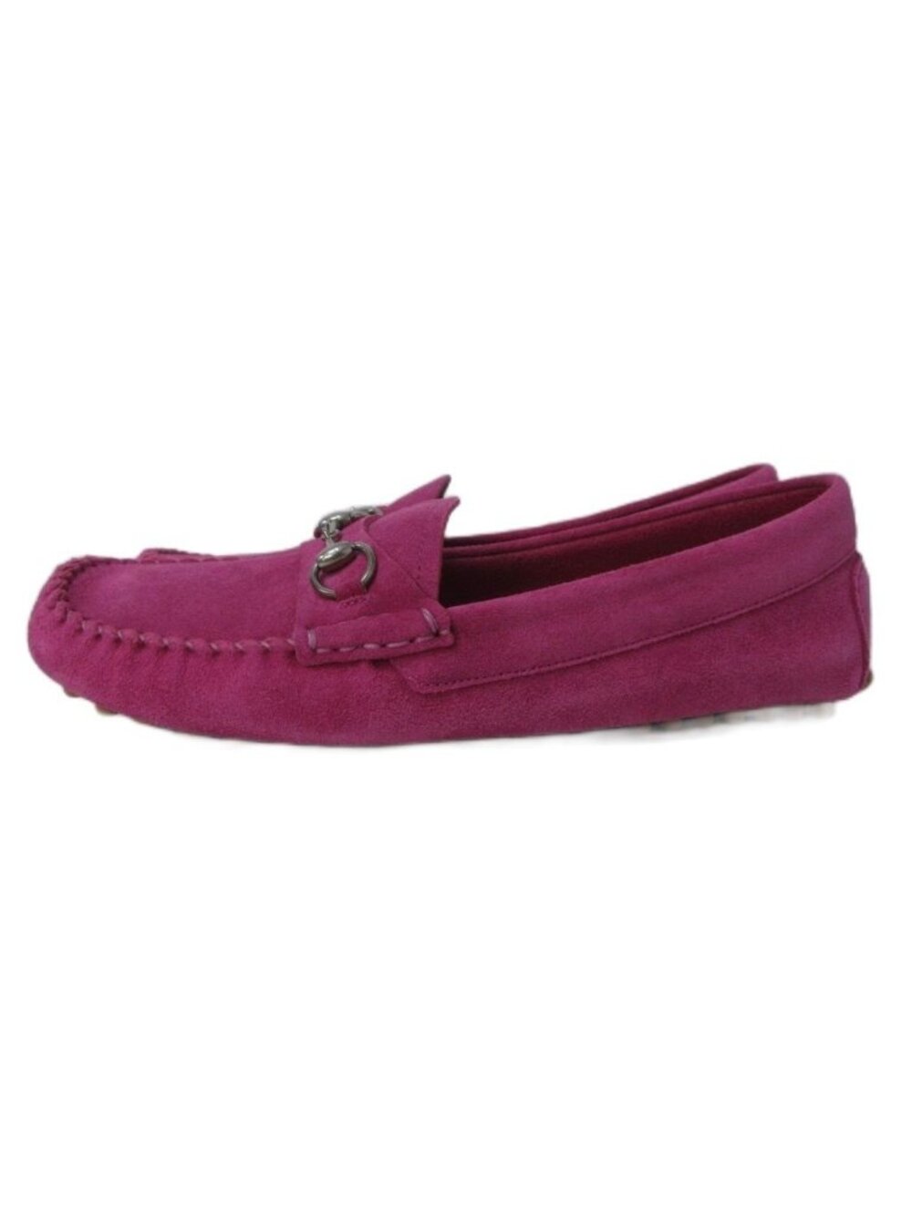 Gucci Horsebit Loafers Driving Shoes Suede Stitch Design Pink